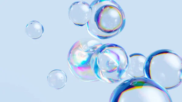 Render Abstract Background Iridescent Soap Bubbles Translucent Balls — Stock Photo, Image