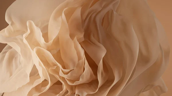 Çizim Kumaş Katmanları Katlanmış Tekstil Fırfırı Klasik Bej Kumaş Makro — Stok fotoğraf