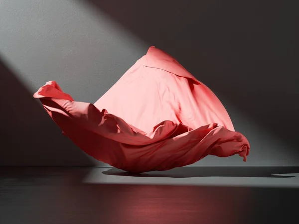 Weergave Abstracte Modeachtergrond Met Rode Gordijnen Die Vloer Vallen Donkere — Stockfoto