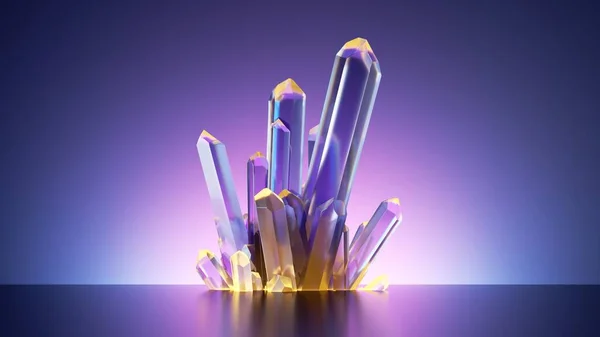 Render Färgglada Ametist Kristaller Isolerade Violett Bakgrund Modern Minimalistisk Tapet — Stockfoto