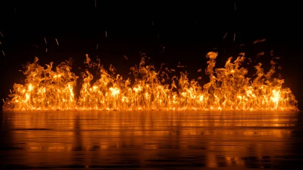 Rendering Abstract Black Background Blazing Fire — Stock Photo, Image