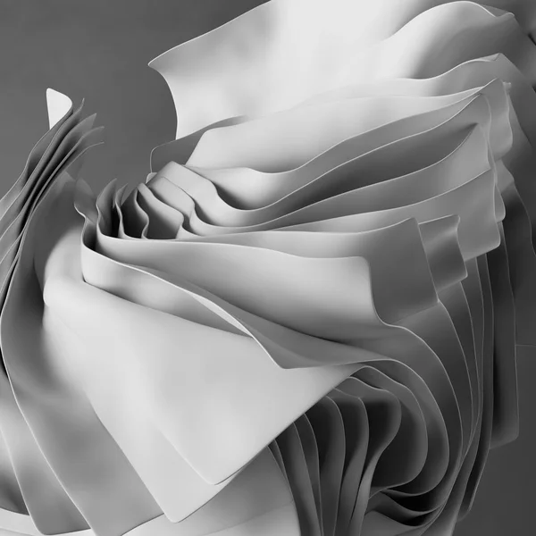 3Dレンダリング 折り畳まれた繊維層と抽象的な背景 白い布マクロ ファッション壁紙 — ストック写真