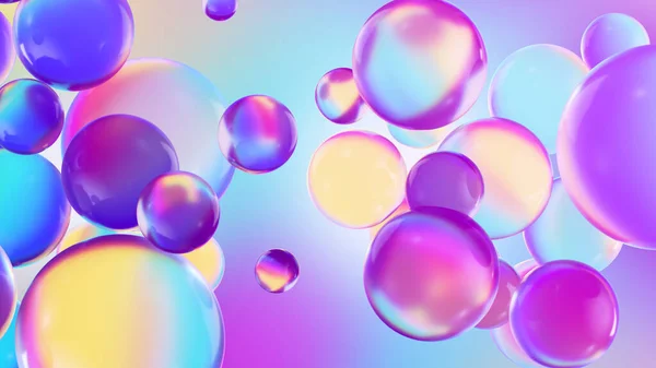 Render Fondo Pastel Abstracto Con Bolas Vidrio Colores Burbujas Iridiscentes — Foto de Stock