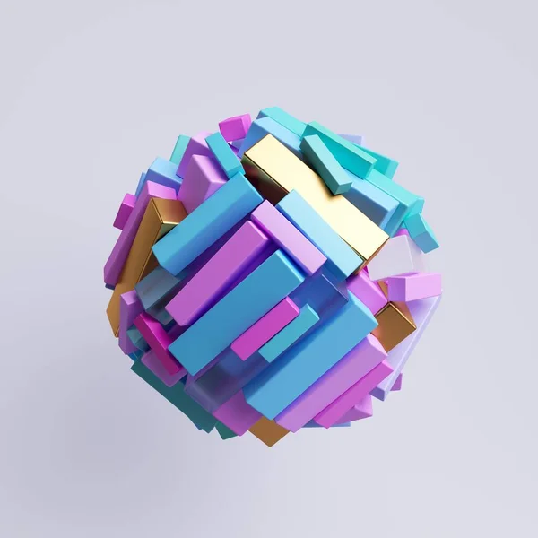 Render Abstract Ball Made Colorful Primitive Geometric Shapes Joined Together — Stock Photo, Image