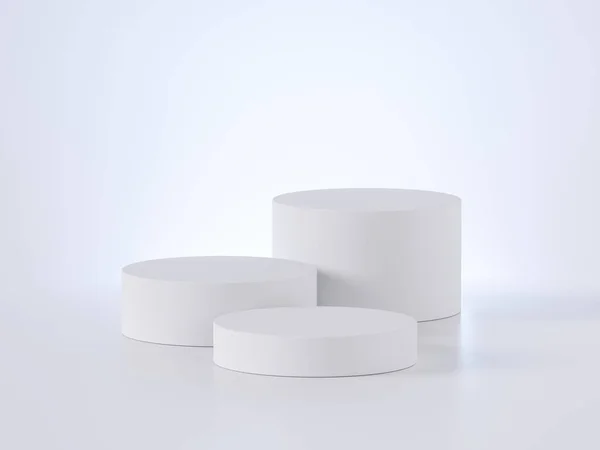 Render Wit Moderne Minimale Achtergrond Met Drie Lege Sokkels Commerciële — Stockfoto