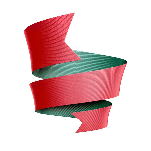 Render Red Green Ribbon Isolated White Background Design Element Festive — Stock Photo, Image