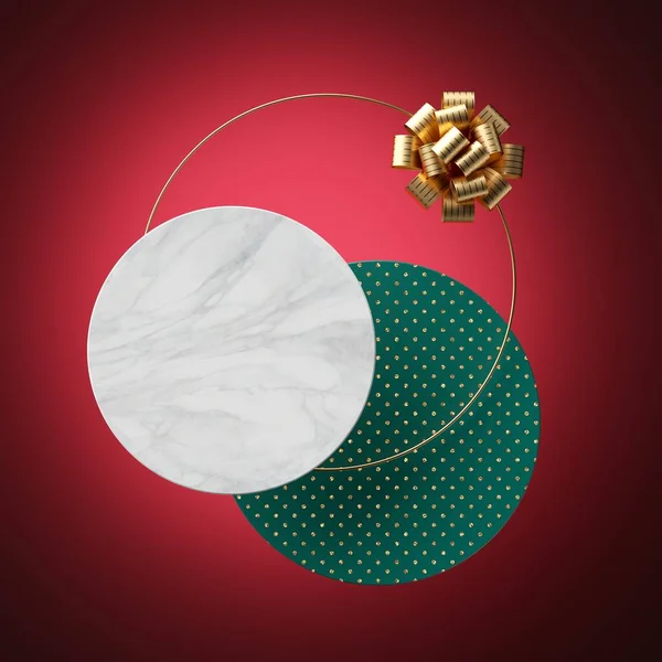 Abstrakter Geometrischer Hintergrund Weihnachten Minimalistisch Modern Gestaltet Leere Runde Marmorbanner — Stockfoto