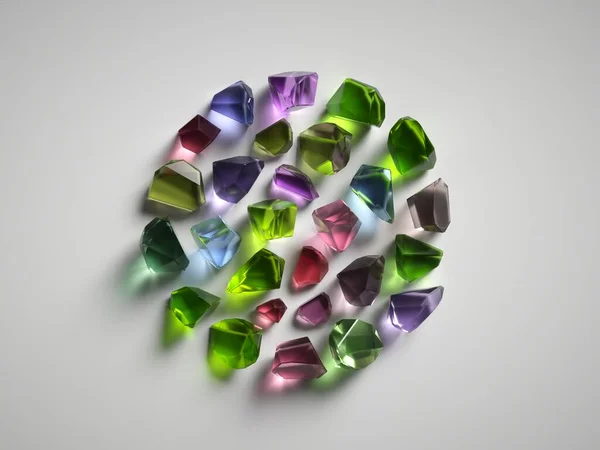 Render Färgglada Andliga Kristaller Isolerade Vit Bakgrund Reiki Healing Kvarts — Stockfoto