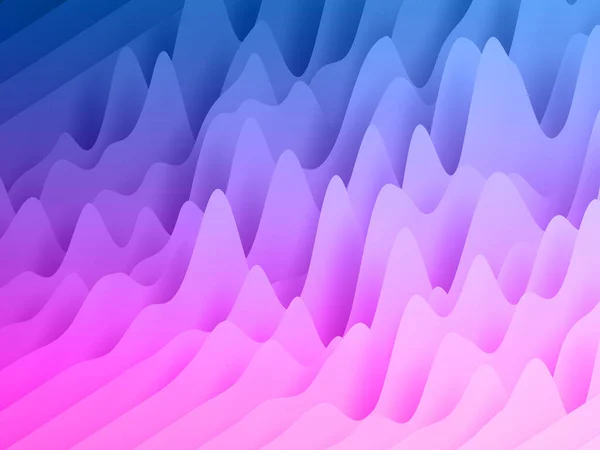 3Dレンダリング 抽象的な紙の形の背景 明るい色のスライス層 ピンクの青い波 イコライザー — ストック写真