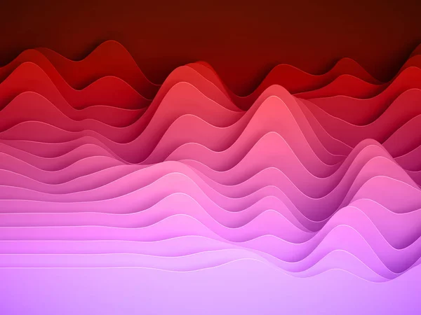 Vykreslování Abstraktní Papírové Tvary Pozadí Světlé Barevné Řezané Vrstvy Vlny — Stock fotografie