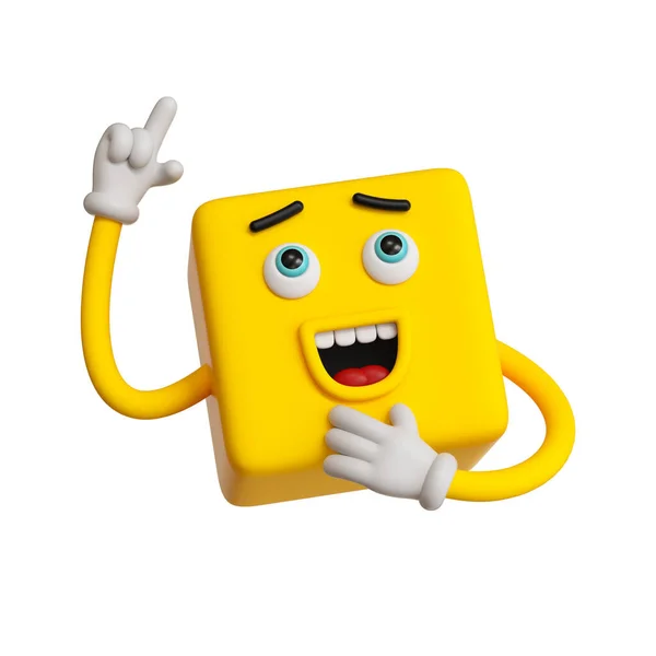 Renderowanie Abstrakcyjna Emocjonalna Ikona Twarzy Żółty Emotikon Clip Sztuki Izolowane — Zdjęcie stockowe