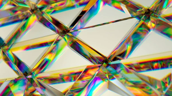 Rendering Geometrische Achtergrond Gekristalliseerd Glas Textuur Driehoekig Raster — Stockfoto