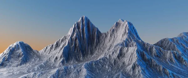 3Dレンダリング 岩山の抽象的なパノラマ背景 テレインの壁紙 — ストック写真