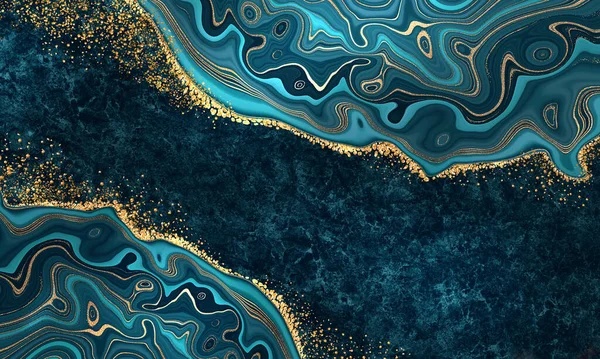 Abstracte Achtergrond Textuur Van Turkoois Blauw Marmer Agaat Met Gouden Stockfoto