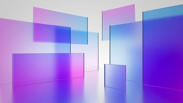 Render Abstrakter Geometrischer Hintergrund Transluzentes Glas Mit Violett Rosa Blauem Stockbild