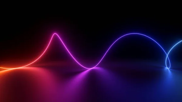 Rendering Abstract Background Colorful Neon Wavy Line Glowing Dark Modern Royalty Free Stock Photos
