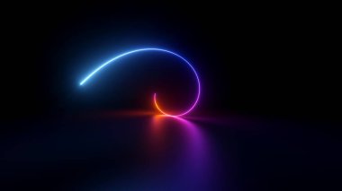 3D görüntüleme, soyut geometrik neon arkaplan, parlayan spiral çizgi, basit sarmal. Minimalist duvar kağıdı