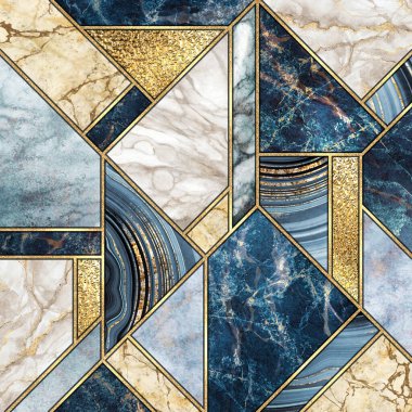 Soyut arka plan, modern mermer mozaik, yapay agat granit jasper taşı dokusu, mavi beyaz bilye döşeme, geometrik moda mermer çizimi, sanat deco duvar kağıdı