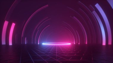 3d biçimlendirme, soyut geometrik arkaplan parlayan yuvarlak platform, fütüristik duvar kağıdı