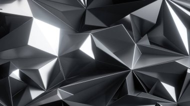 3D görüntüleme, soyut parlak metalik arka plan, kenarları düz moda duvar kağıdı, kristalize doku.