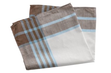 Beyaz arka planda izole edilmiş erkekler için klasik mavi desenli mendil.