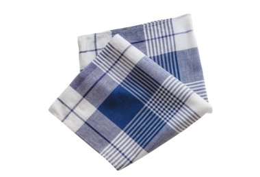 Beyaz arka planda izole edilmiş erkekler için klasik mavi desenli mendil.