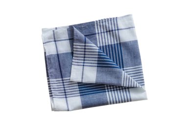 Beyaz arka planda izole edilmiş erkekler için klasik mavi desenli mendil.