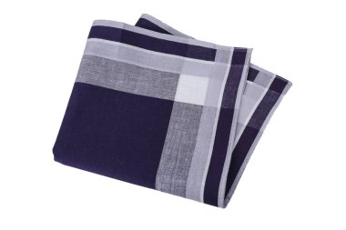 Beyaz arka planda izole edilmiş erkekler için klasik mavi desenli mendil.