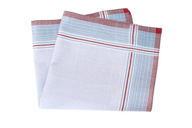 Beyaz arka planda izole edilmiş erkekler için klasik mavi desenli mendil.