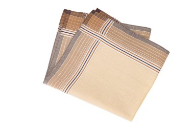 Beyaz arka planda izole edilmiş erkekler için klasik mavi desenli mendil.