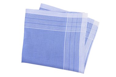 Beyaz arka planda izole edilmiş erkekler için klasik mavi desenli mendil.