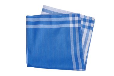 Beyaz arka planda izole edilmiş erkekler için klasik mavi desenli mendil.