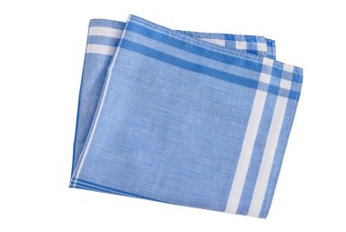 Beyaz arka planda izole edilmiş erkekler için klasik mavi desenli mendil.