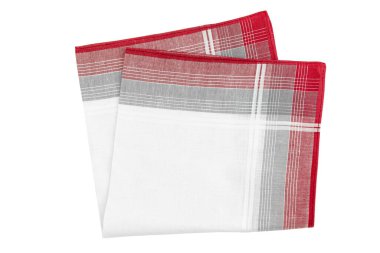 Beyaz arka planda izole edilmiş erkekler için klasik mavi desenli mendil.