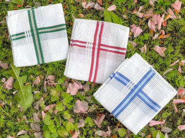 Set of vintage stripped handkerchiefs for men. clipart