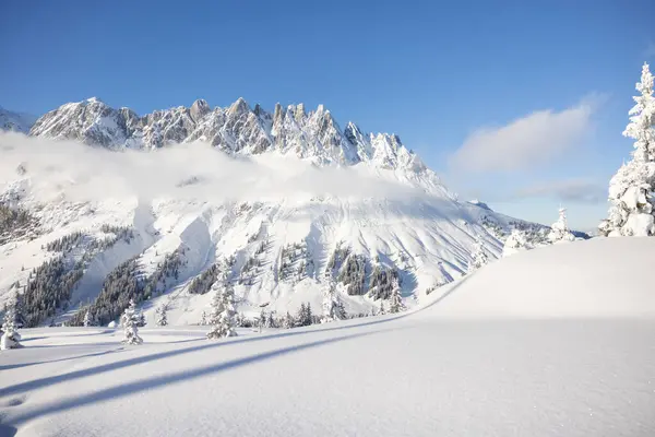 Tél Osztrák Alpokban Hochkoenig Mountain Range Borított Kiváló Minőségű Fénykép — Stock Fotó