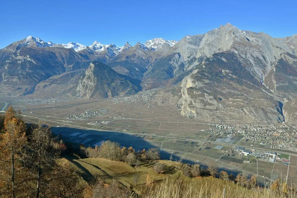 Haut Cry Atas Kota Kota Selatan Swiss Conthey Dan Sion — Stok Foto