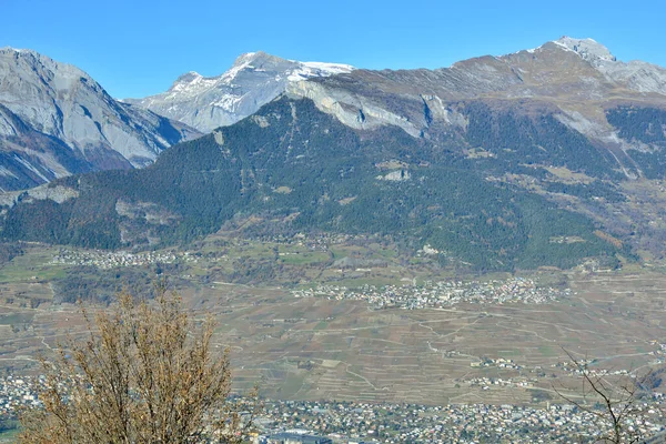 Mont Riond Mont Gond Nad Miastem Sion Południowych Alpach Szwajcarskich — Zdjęcie stockowe