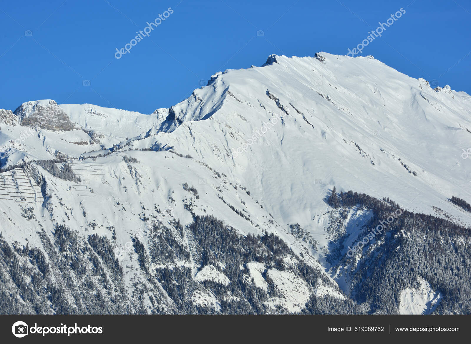 Mountain Called Sex Rouge Sion Southern Swiss Alps Winter — Stock Photo ©  mountainpix #619089762