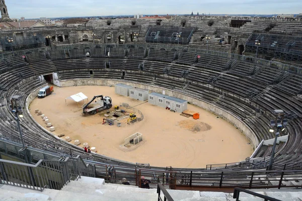 stock image Excavations under an ancient Roman Amphitheatre at Nimes in the South of France. One of the best preserved amphitheaters in the world and still used for performances and bull fights