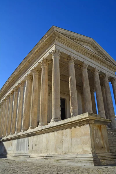 Maison Carree Centro Nimes Sur Francia Trata Antiguo Templo Romano —  Fotos de Stock