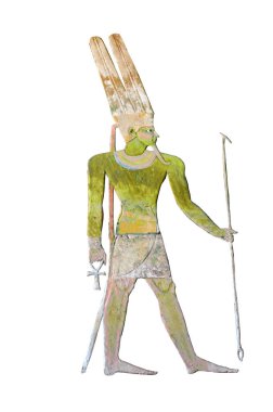 Tanrı Firavun Osiris. Bas yardım profili renk olarak.