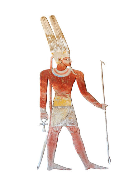 bas-relief of Osiris in the great ancient Egyptian temple of Amun at Karnak, Luxor in Egypt