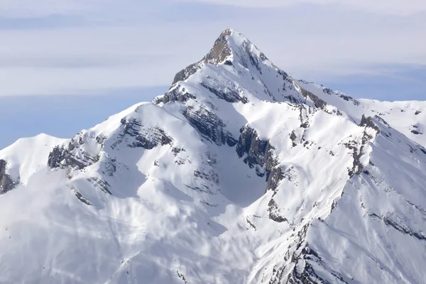 Sneeuw Bedekte Berg Zuidelijke Zwitserse Alpen Genaamd Haut Cry Boven — Stockfoto