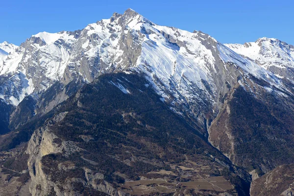 Sion Martigny Nin Yukarısındaki Sviçre Alplerinde Haut Cry Kışın Çekildi — Stok fotoğraf