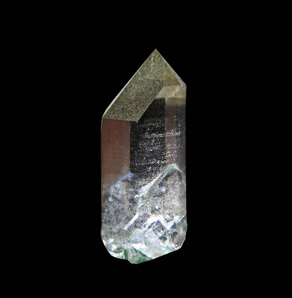 Čistý Křemenný Krystal Izolovaný Černém Pozadí — Stock fotografie