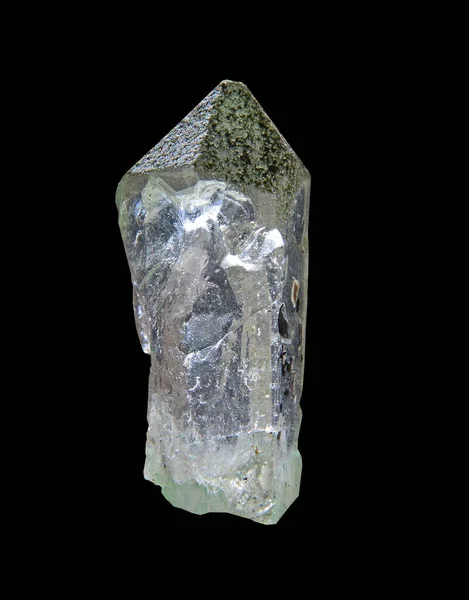 Quarzkristall Isoliert Vor Schwarzem Hintergrund — Stockfoto