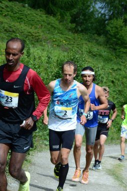 THYON, SWitzERLAND - 31 Temmuz: Seçkin koşucu, İsviçreli Francois Leboeuf Thyon-Dixence Trail Race: 31 Temmuz 2021, Thyon, İsviçre