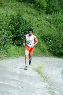 THYON, SWitzERLAND - 31 Temmuz: Seçkin koşucu, Kolombiyalı Antonio Rodriguez Thyon-Dixence Trail Race: 31 Temmuz 2021, Thyon, İsviçre