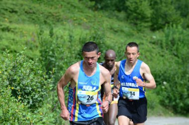 THYON, SWitzERLAND - 31 Temmuz: Seçkin koşucu, Diego Vera Thyon-Dixence Trail Race: 31 Temmuz 2021, Thyon, İsviçre